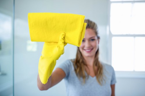 Domestic cleaner preparing a Belgravia kitchen and bathroom for a full home refresh